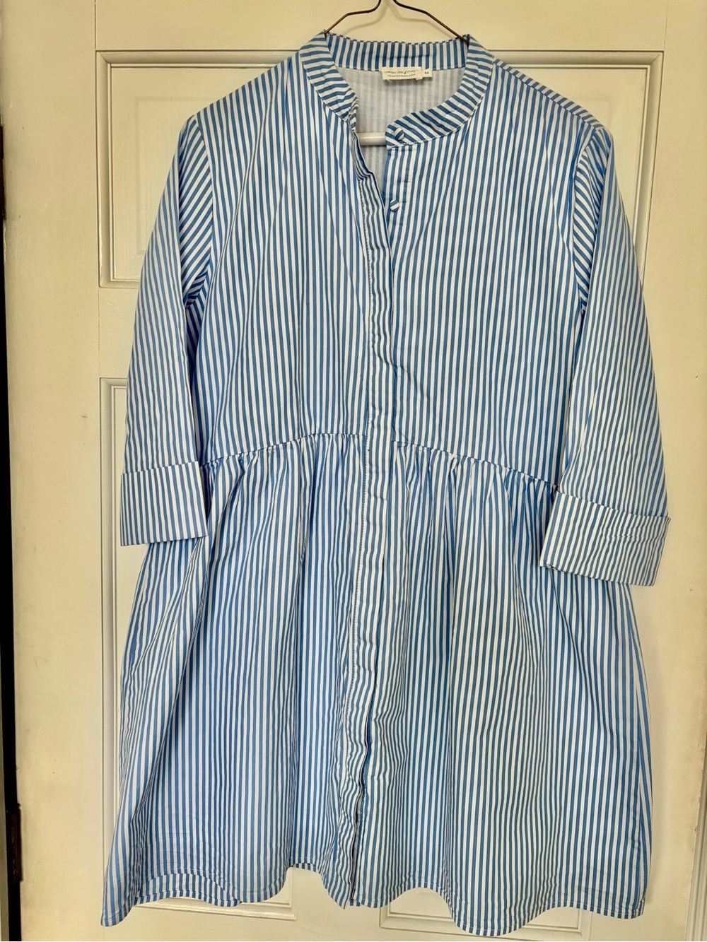Shop the Mint blue/white pinstriped dress, size M